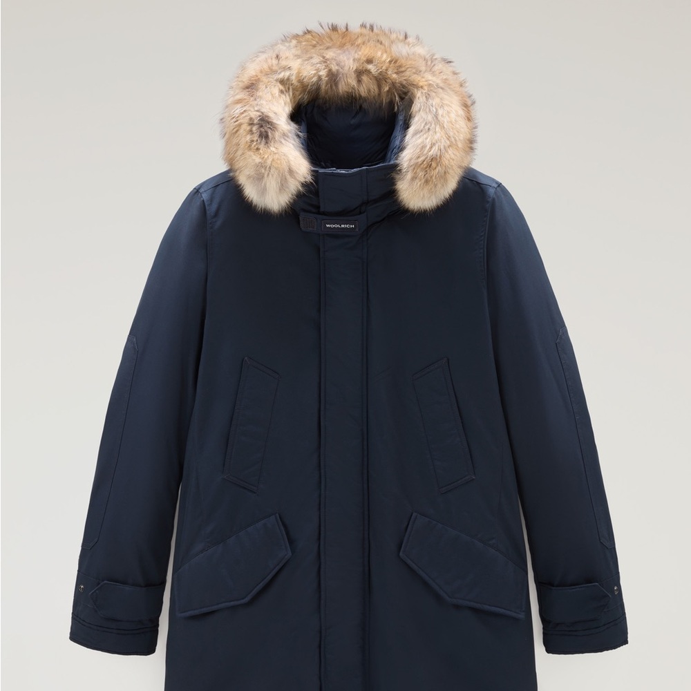Woolrich Polar Parka in Ramar Cloth with High Collar and Fur Trim - $1100 MSRP